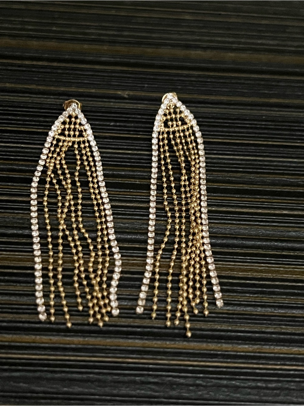Banana Republic Gold and Silver Fringe Drop Earrings - Elegant Women's Jewelry